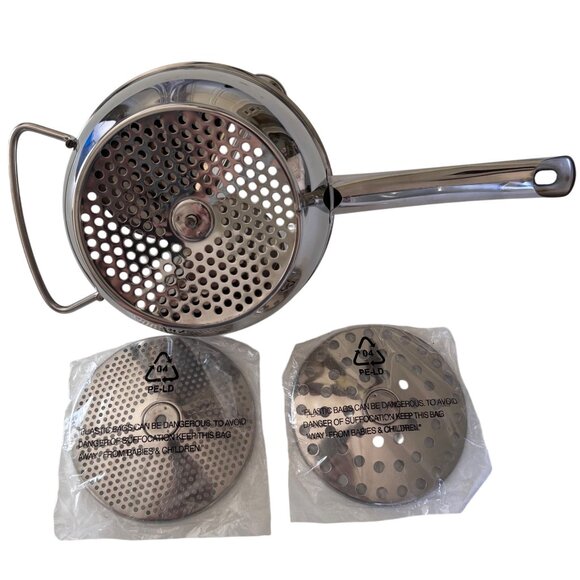 Stainless Steel Food Mill 3 Interchangeable Discs For Sauces Purees Baby Food - Picture 2 of 8